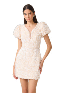 Elliatt Silvana Puff Sleeve Mini Dress Cream