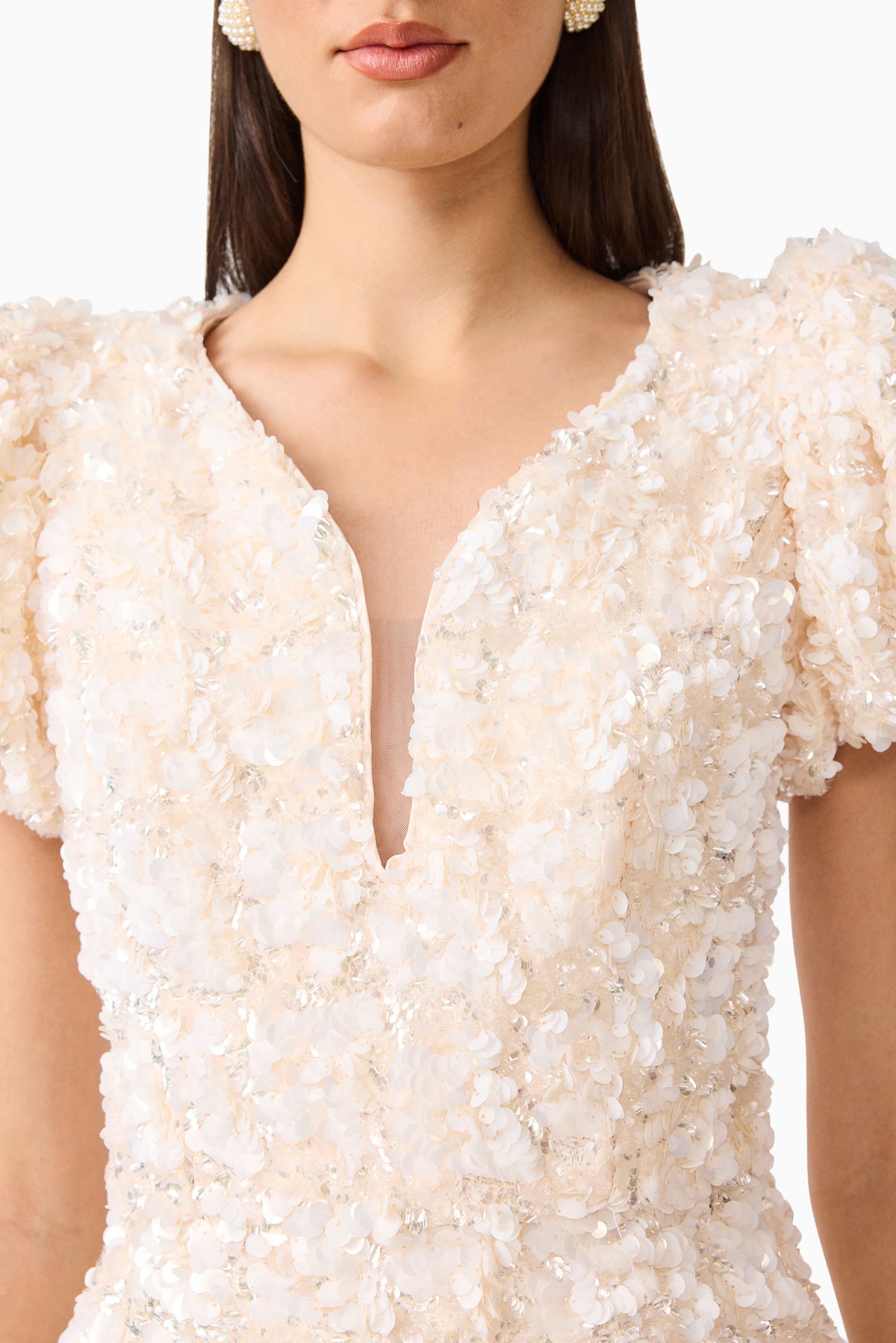 Elliatt Silvana Puff Sleeve Mini Dress Cream