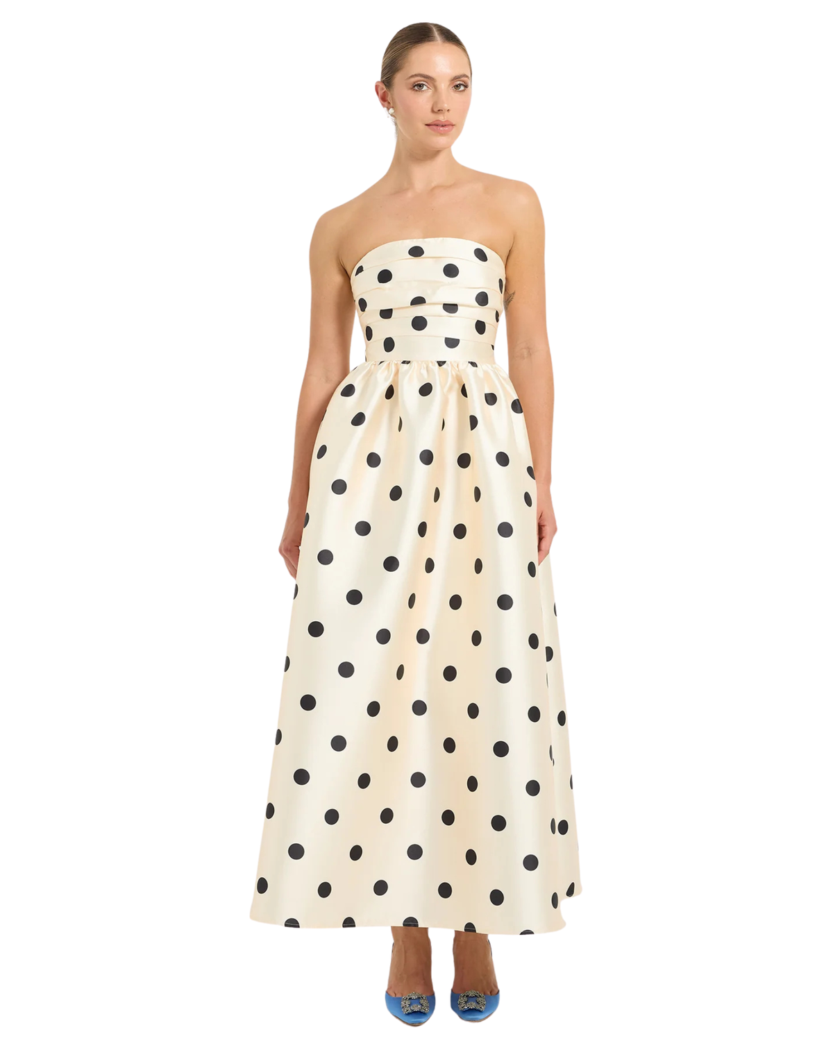 Pasduchas Dottie Strapless Midi Dress Cream