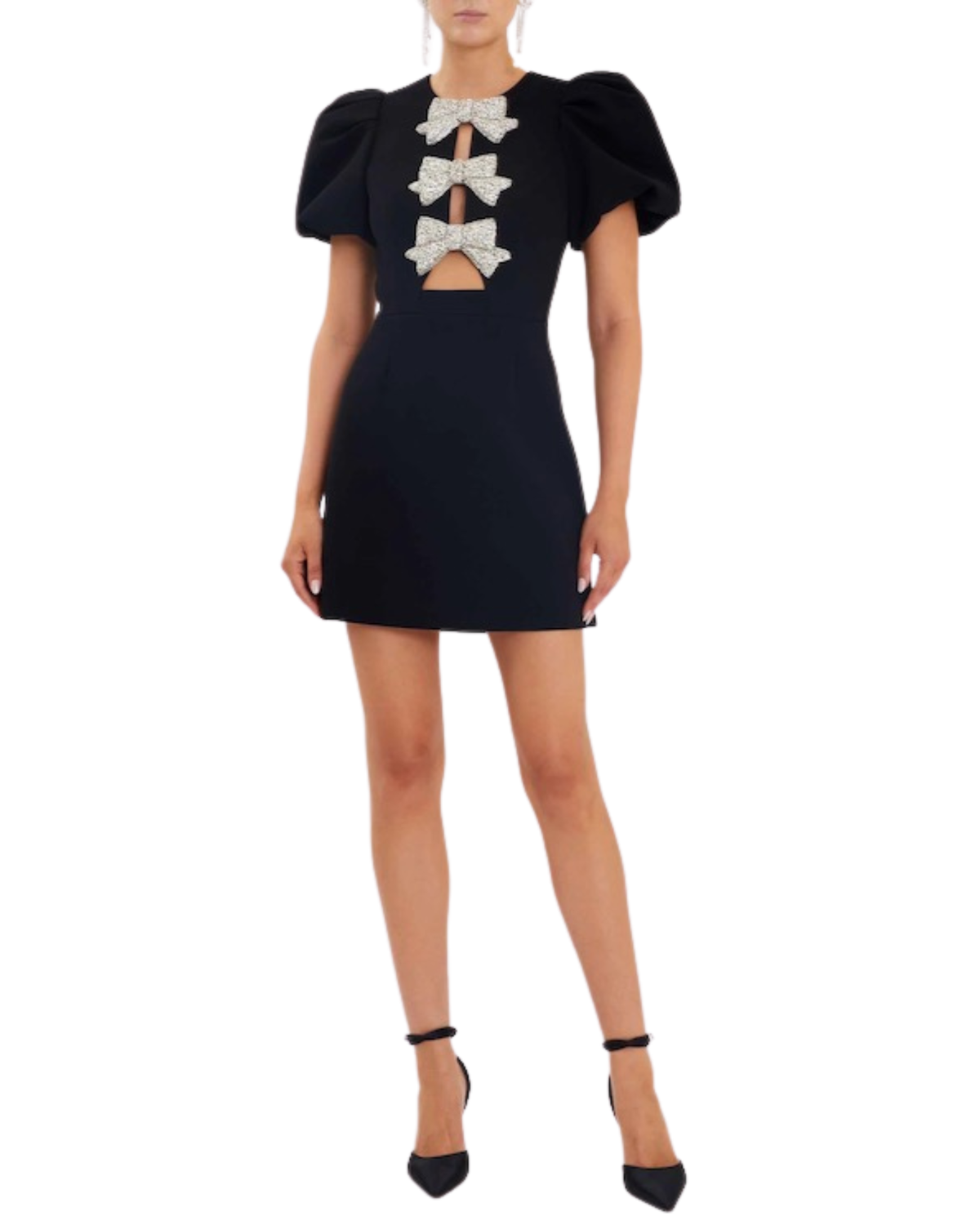 Rebecca Vallance Juliana Puff Sleeve Mini Dress Black