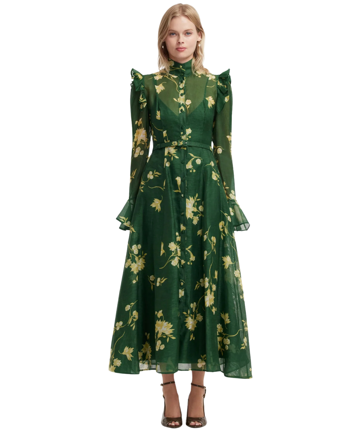Leo Lin Katrina Butterfly Sleeve Midi Dress