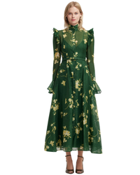 Leo Lin Katrina Butterfly Sleeve Midi Dress