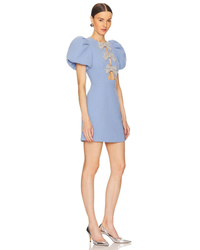 Rebecca Vallance Juliana Puff Sleeve Mini Dress Blue