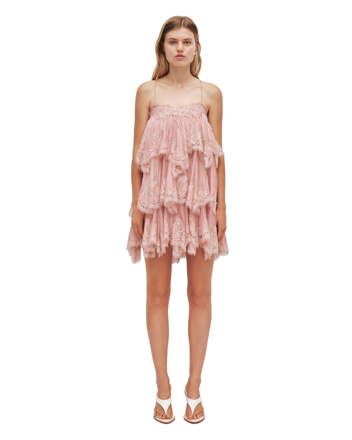 Aje Ophelia Lace Mini Dress Fawn Pink