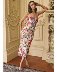Elliatt Rosette Strapless Midi Dress Floral