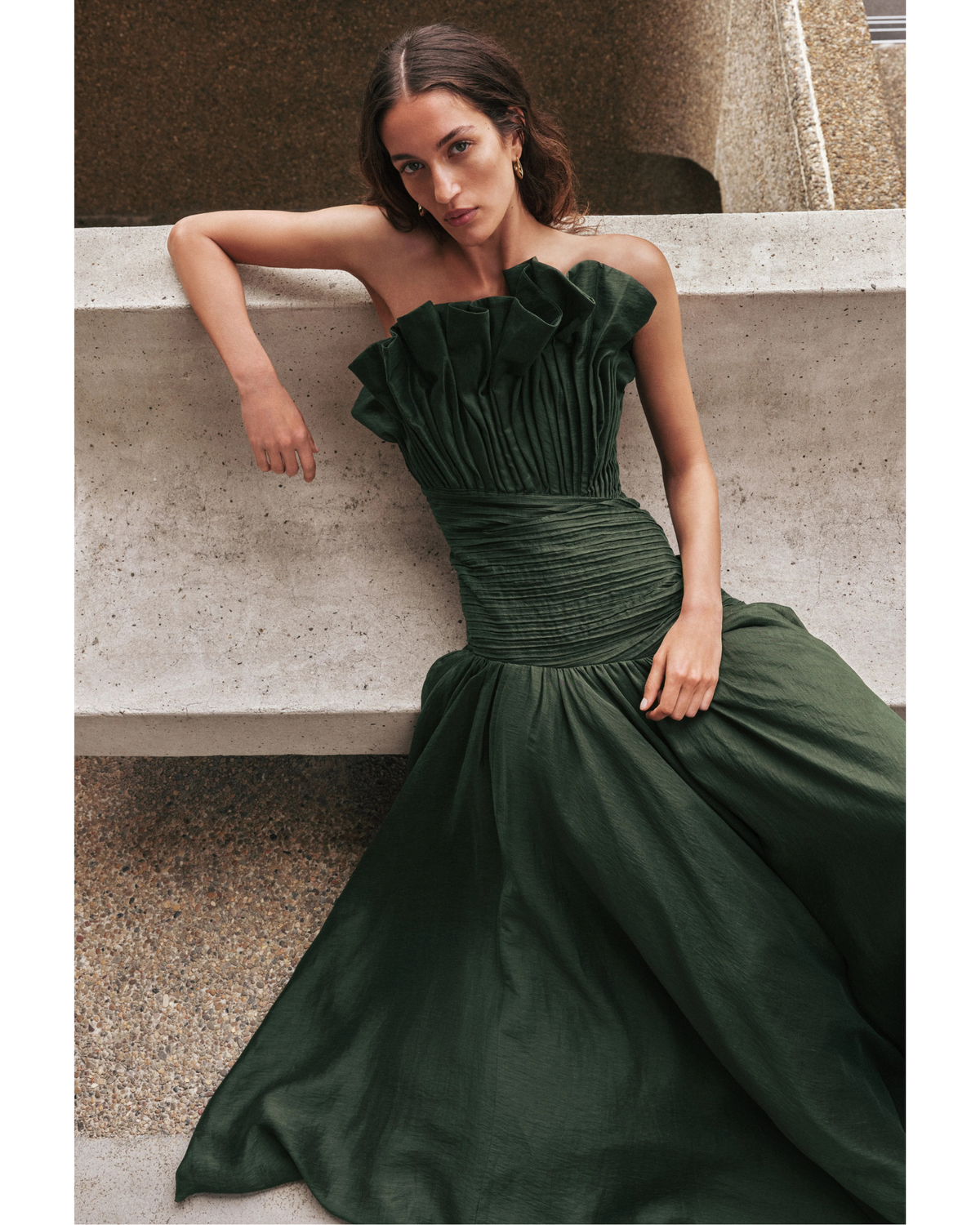 Aje Aquiline Gown Hunter Green