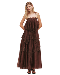 Aje Ophelia Lace Gown Chocolate
