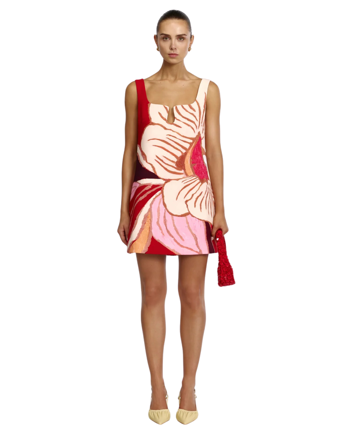 Acler Llewellyn Mini Dress in Red Rouge Eclipse print, front view
