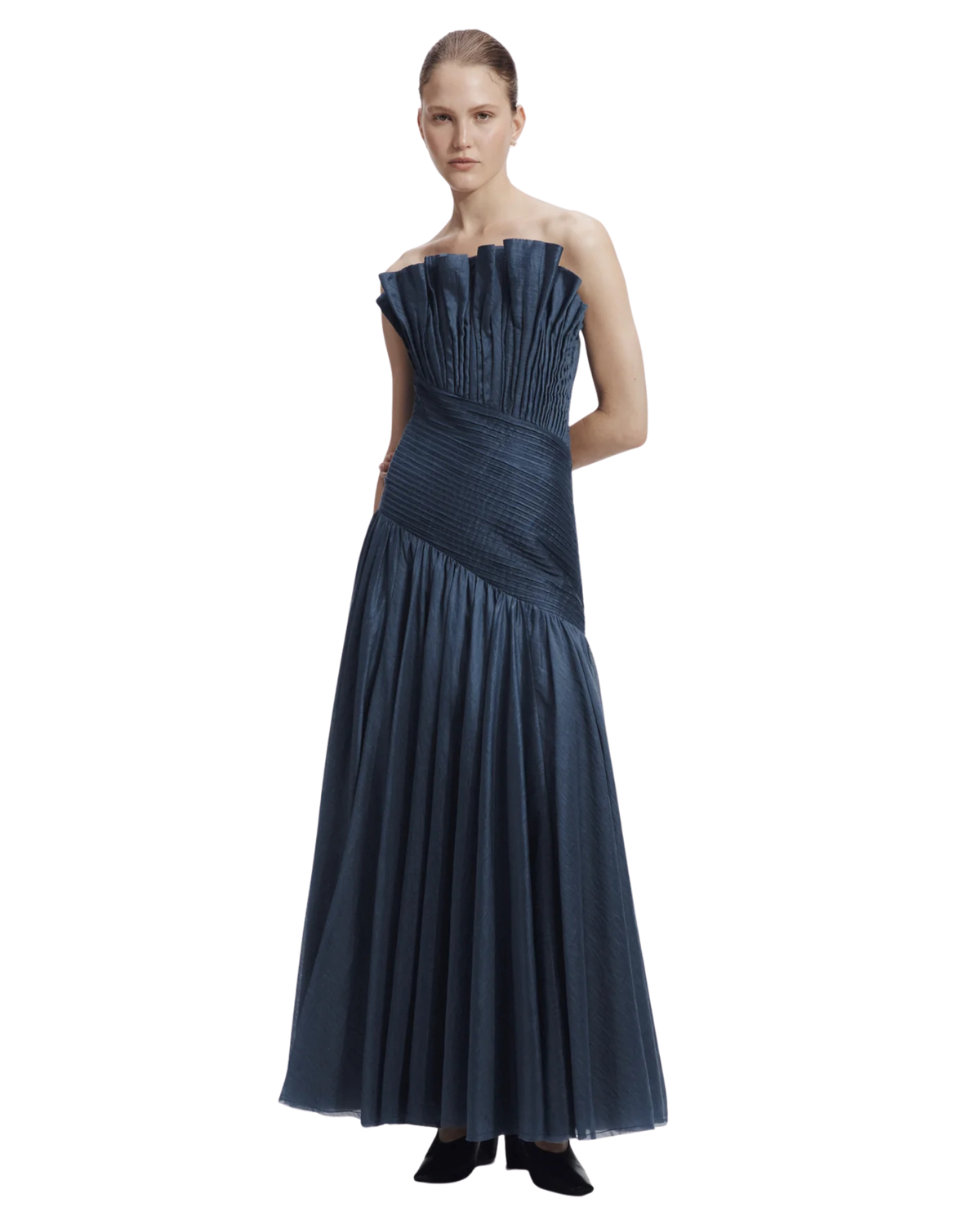 Aje Aquiline Gown Slate Blue