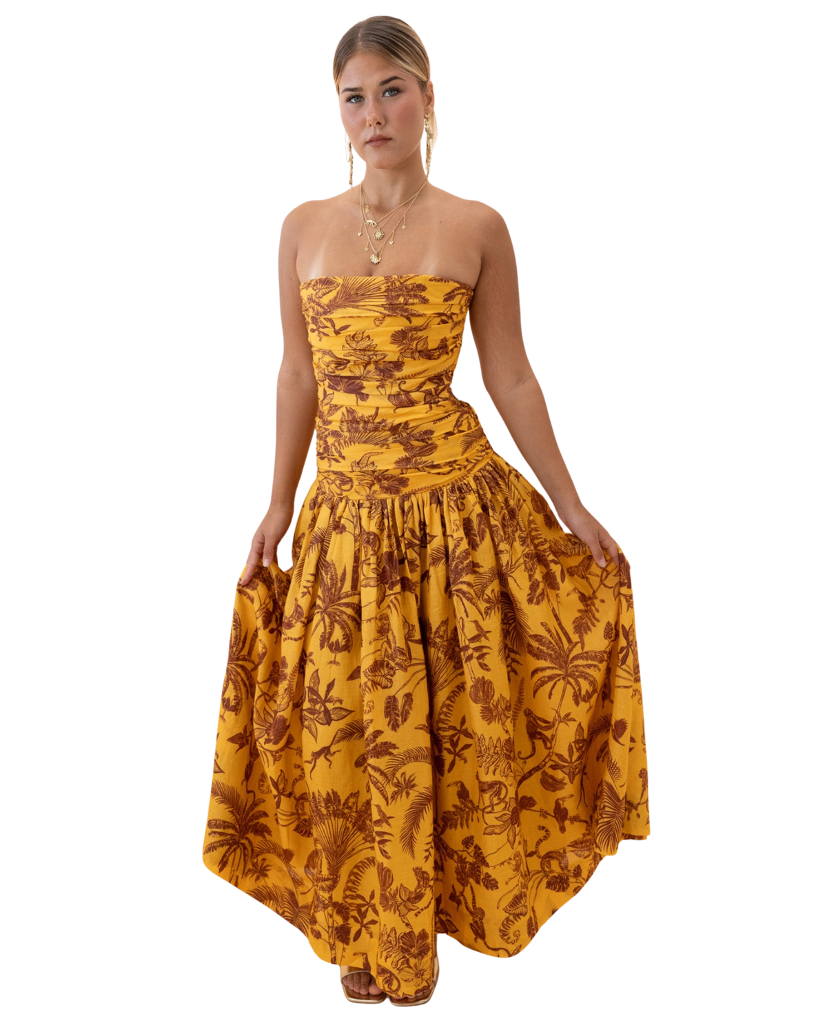 Alemais Banana Blossom Ruched Gown