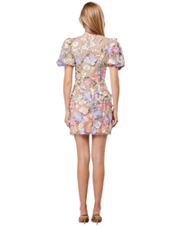 Elliatt 3D Anthea Dress in multi pastel 3D floral, back view