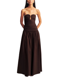 Shona Joy Campbell Fitted Drop Waist Maxi Dress Ristretto
