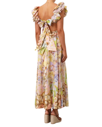 Zimmermann Pop Ruffle Sleeve Maxi Dress