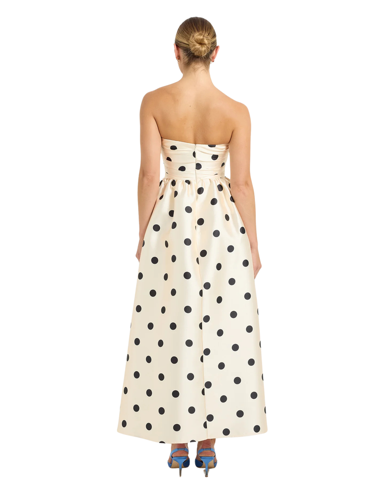 Pasduchas Dottie Strapless Midi Dress Cream