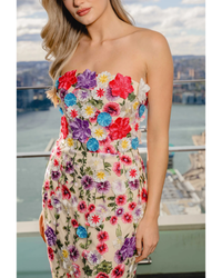 Elliatt Rosette Strapless Midi Dress Floral