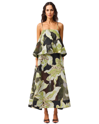Elliatt Elysia Tiered Gown Black Green Floral
