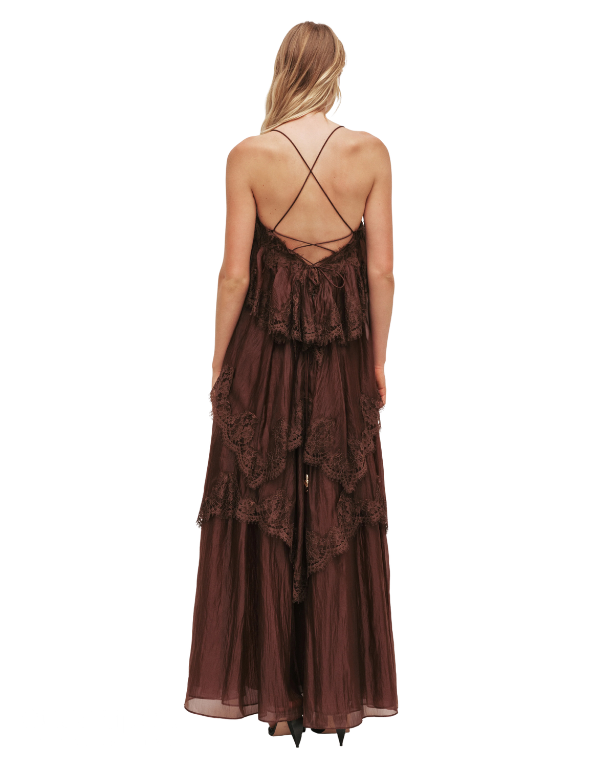 Aje Ophelia Lace Gown Chocolate