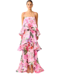 Elliatt Armani Tiered Maxi Dress Pink Floral