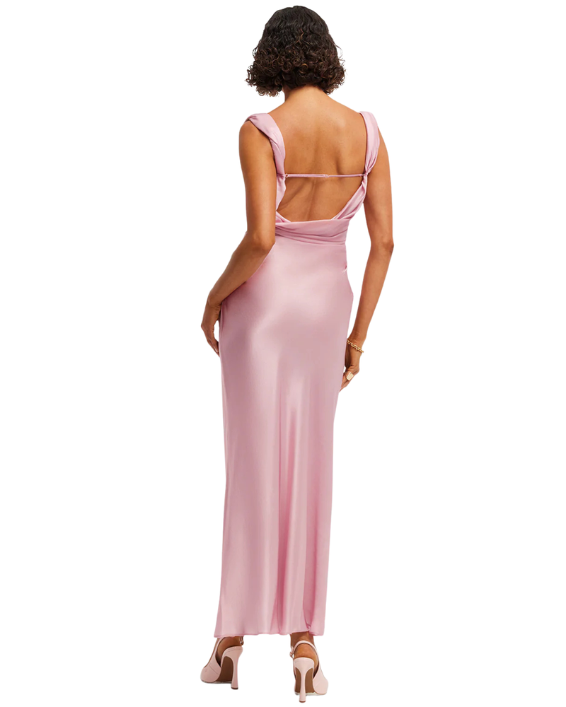 Leo Lin Valentina Maxi Dress Bouquet Print Pastel Pink