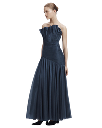 Aje Aquiline Gown Slate Blue