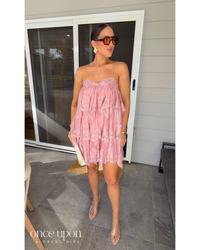 Aje Ophelia Lace Mini Dress Fawn Pink