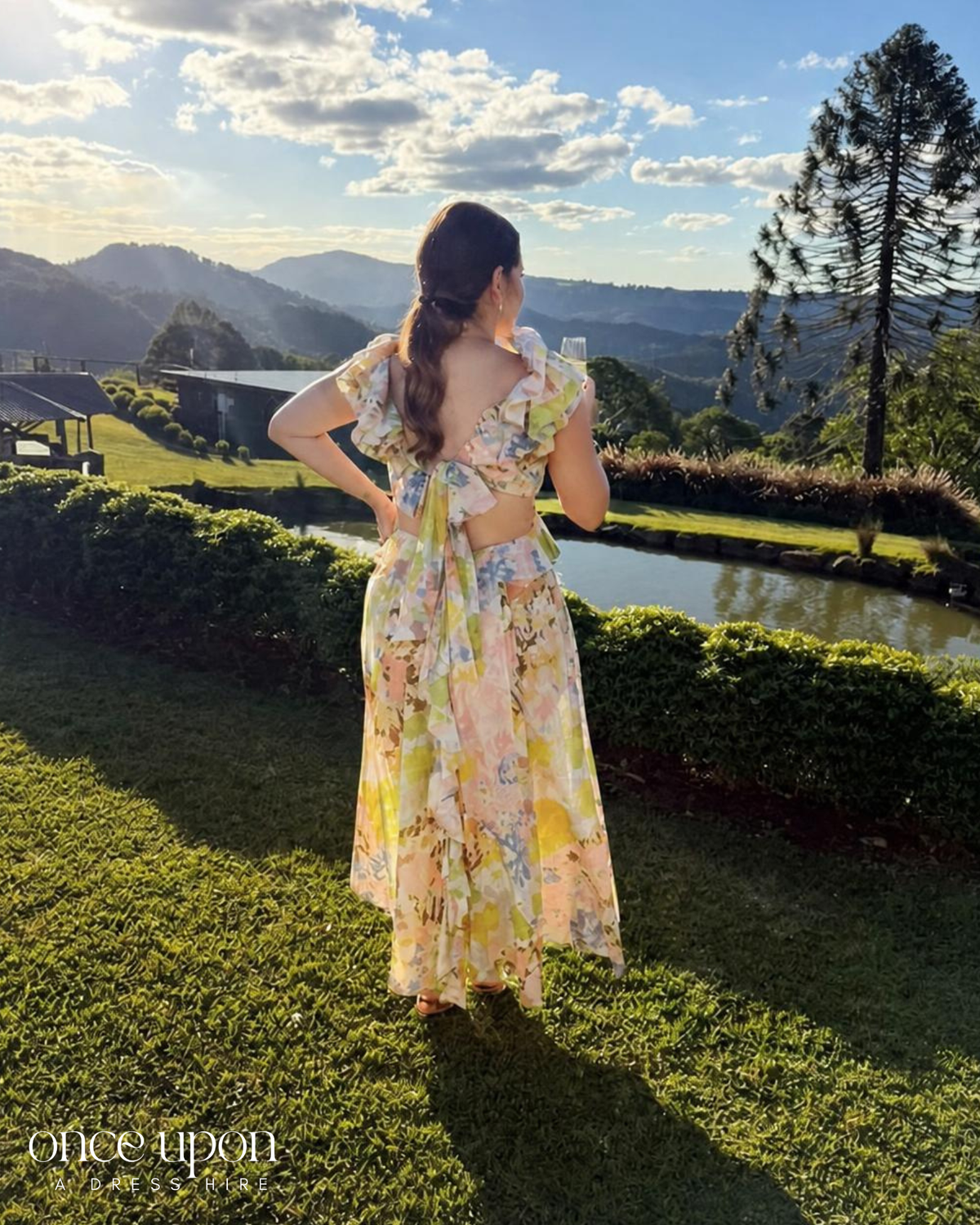 Zimmermann Pop Ruffle Sleeve Maxi Dress