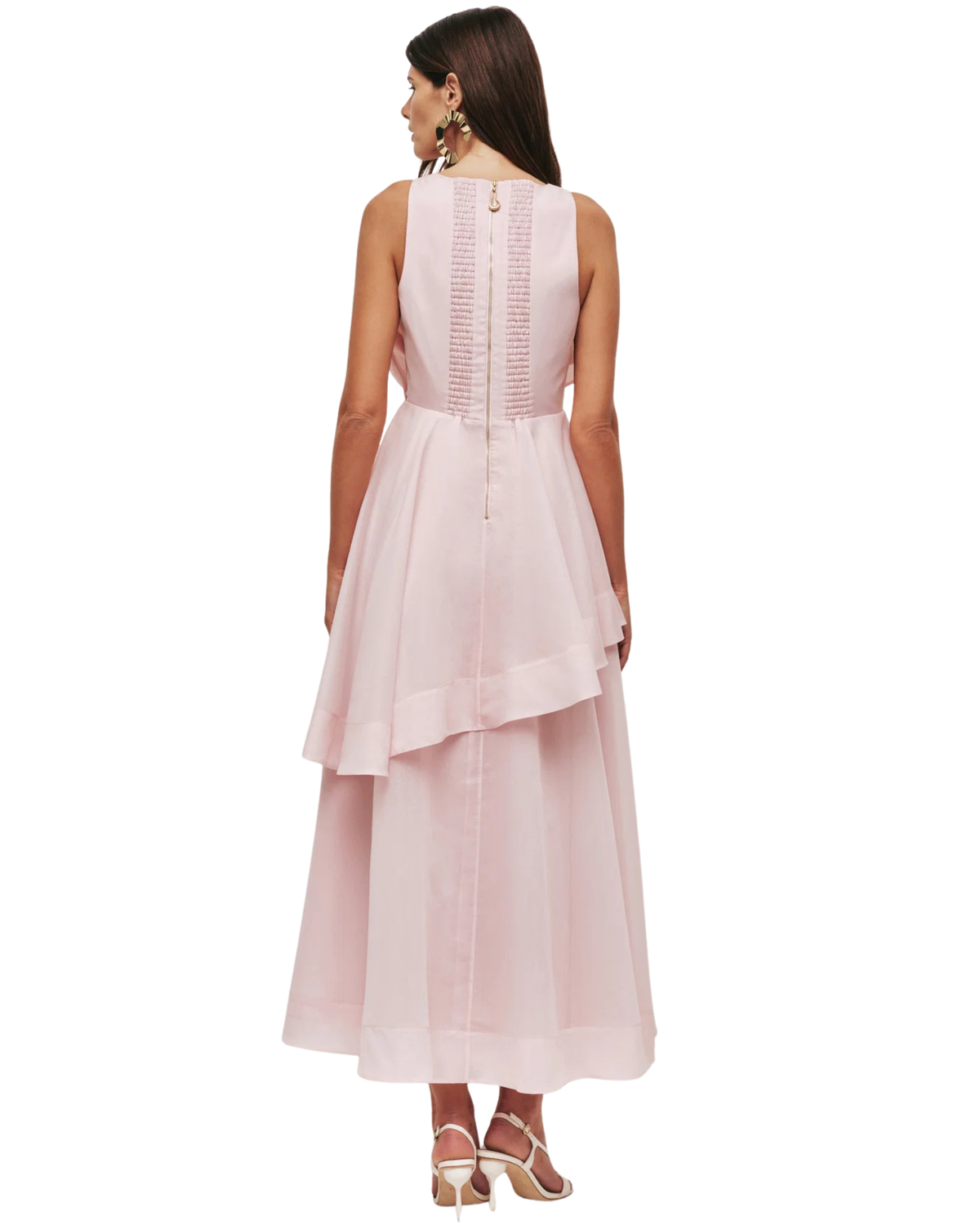 Aje Selestia Midi Dress in ash pink, back view