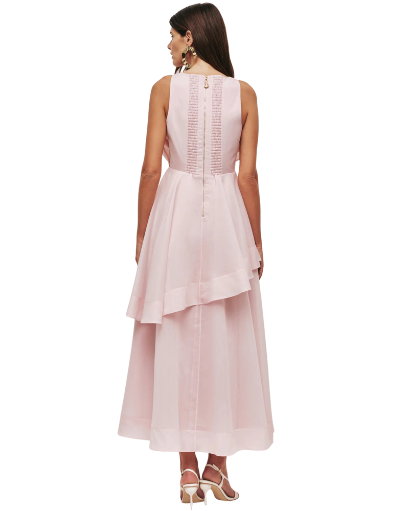 Aje Selestia Midi Dress in ash pink, back view