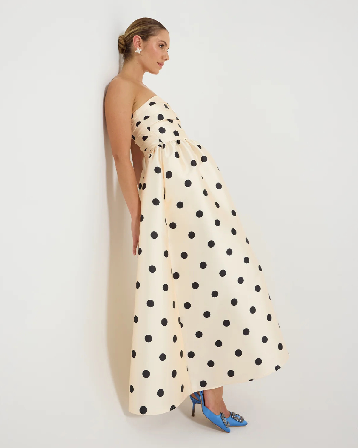 Pasduchas Dottie Strapless Midi Dress Cream