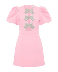 Rebecca Vallance Juliana Puff Sleeve Mini Dress Pink