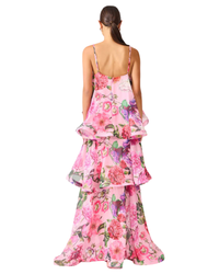Elliatt Armani Tiered Maxi Dress Pink Floral