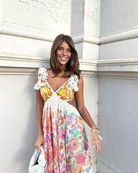 Zimmermann Raie Frill Shoulder Dress