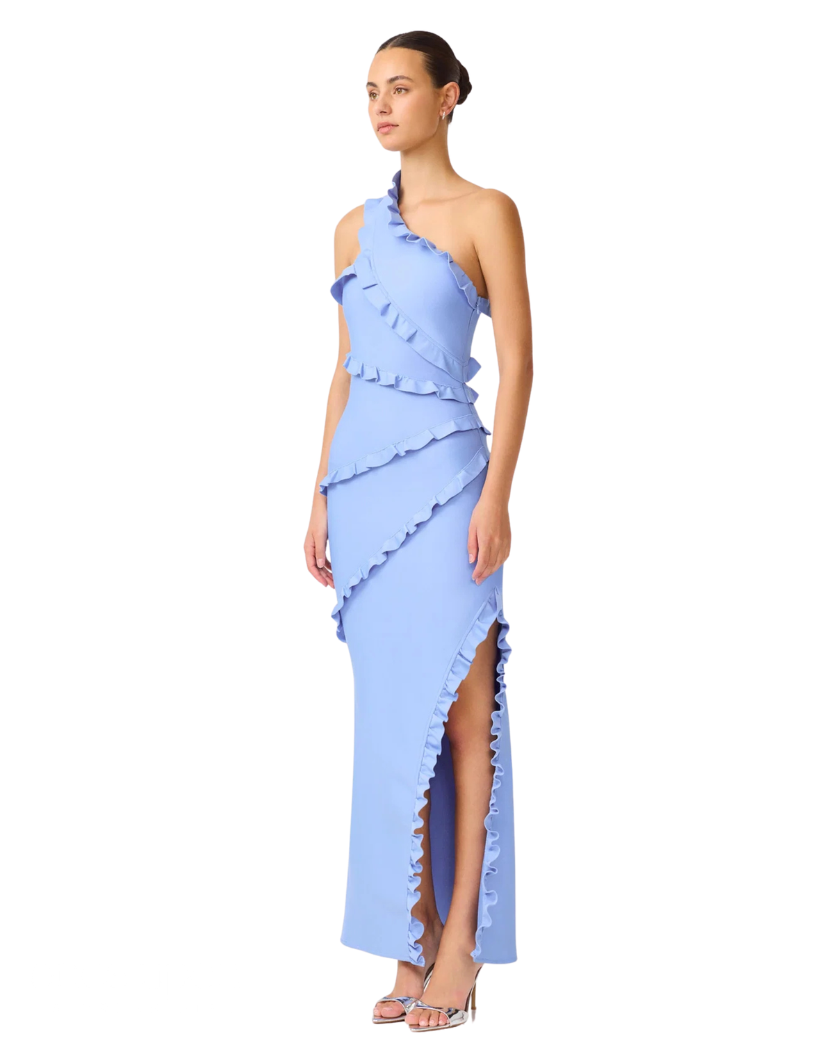 Elliatt Floriana Asymmetric Gown Cornflower Blue