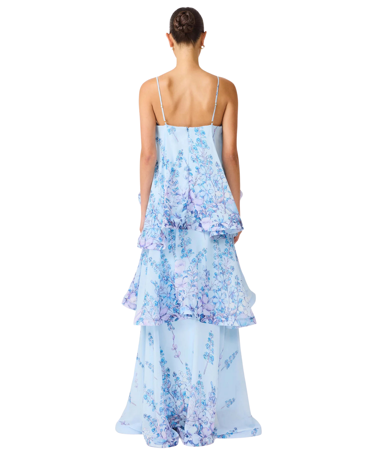 Elliatt Armani Tiered Maxi Dress Baby Blue Floral