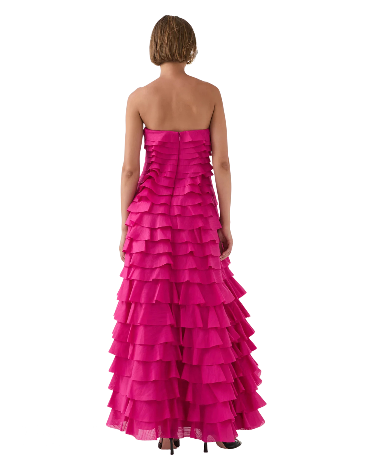 Aje Fleur Pleated Gown Magenta