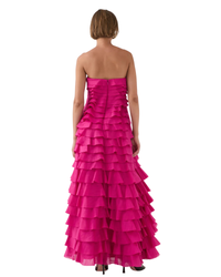 Aje Fleur Pleated Gown Magenta