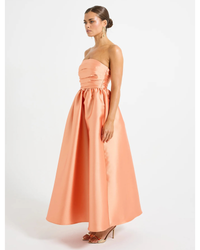 Pasduchas Pippa Strapless Midi Dress in sunset orange, side view
