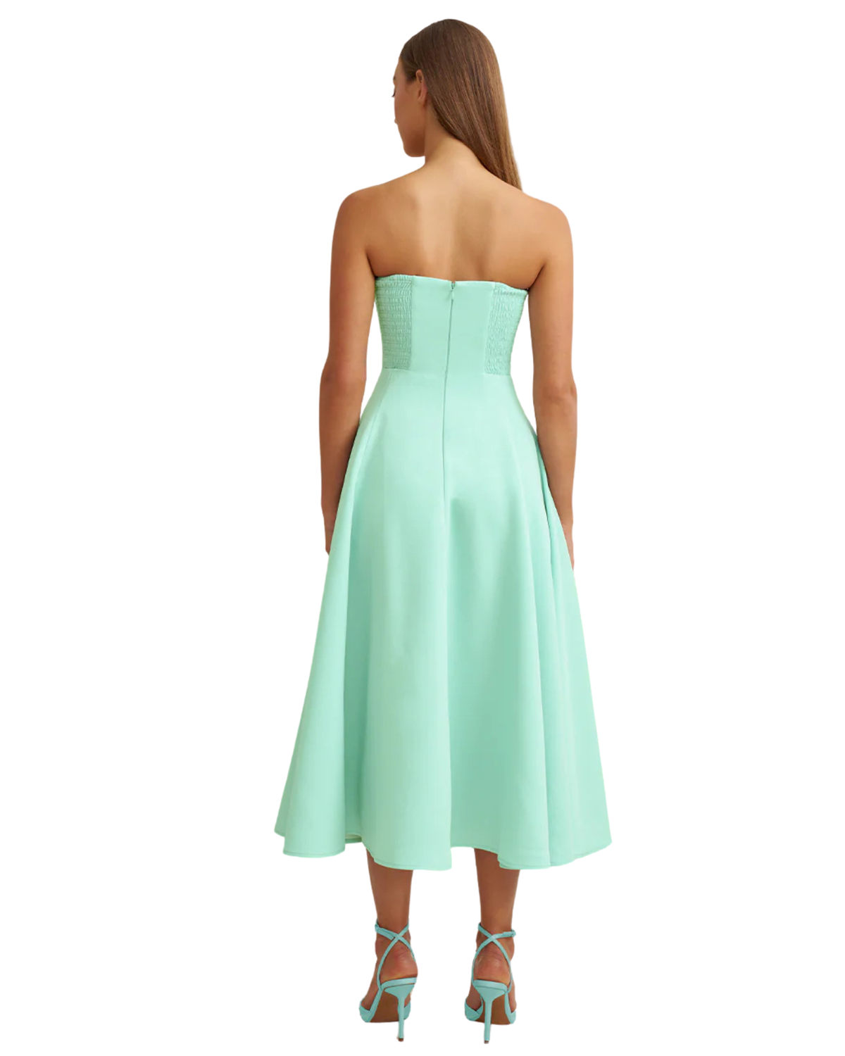 By Johnny Sky Flower Strapless Dress Blue