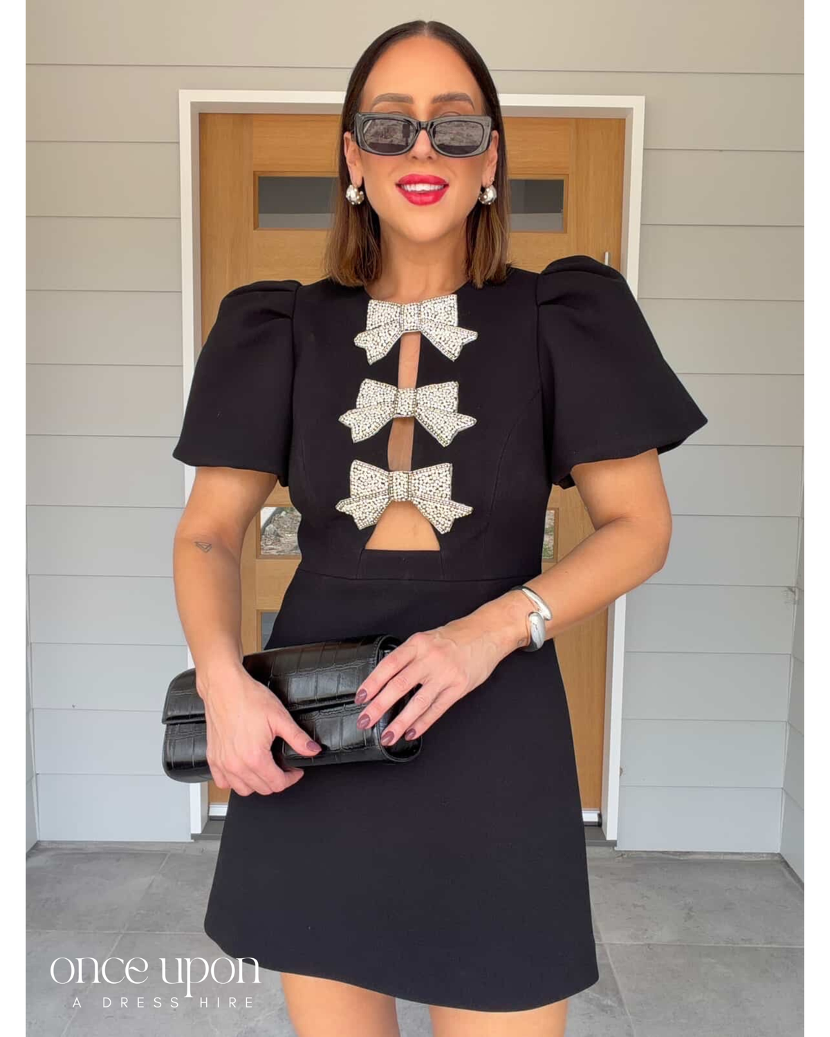 Rebecca Vallance Juliana Puff Sleeve Mini Dress Black