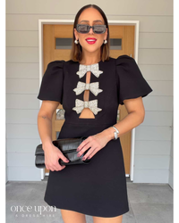 Rebecca Vallance Juliana Puff Sleeve Mini Dress Black