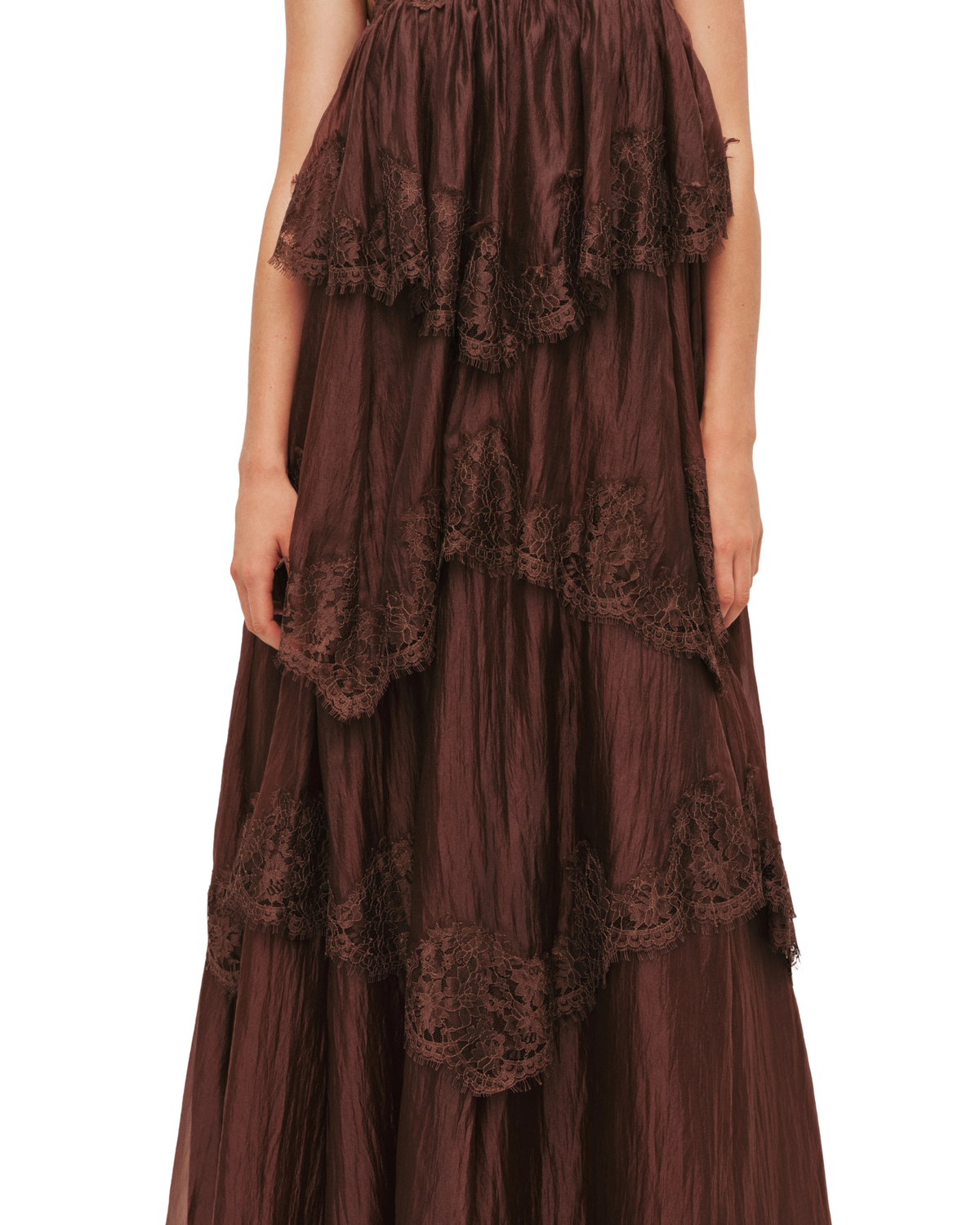 Aje Ophelia Lace Gown Chocolate