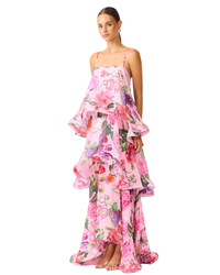 Elliatt Armani Tiered Maxi Dress Pink Floral