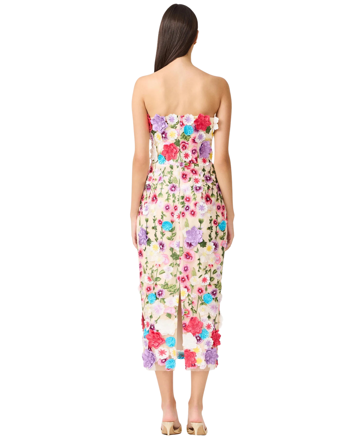 Elliatt Rosette Strapless Midi Dress Floral