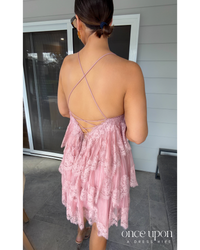 Aje Ophelia Lace Mini Dress Fawn Pink