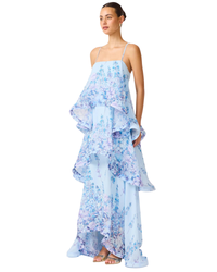 Elliatt Armani Tiered Maxi Dress Baby Blue Floral