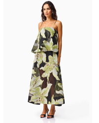 Elliatt Elysia Tiered Gown Black Green Floral