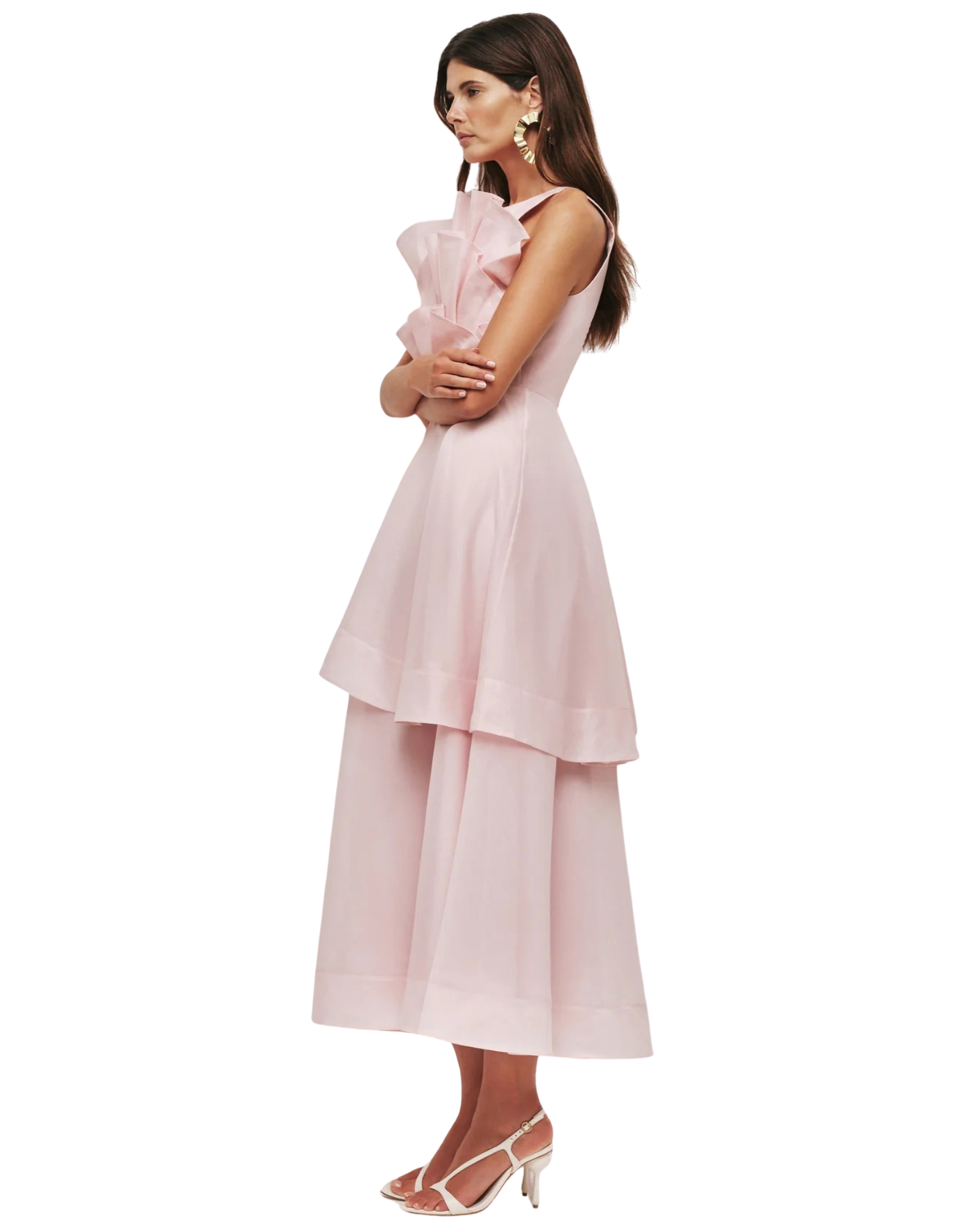 Aje Selestia Midi Dress in ash pink, side view