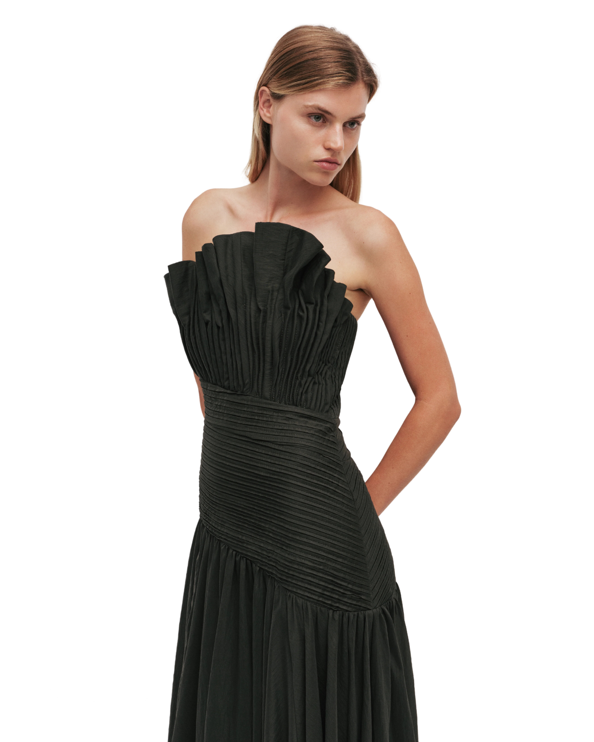 Aje Aquiline Gown Hunter Green