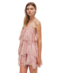 Aje Ophelia Lace Mini Dress Fawn Pink