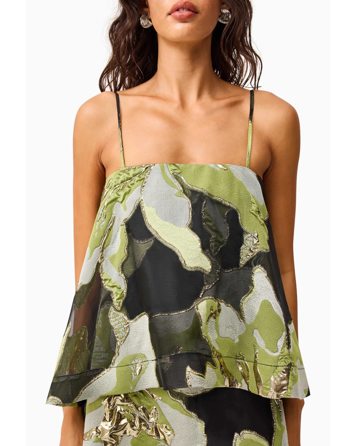 Elliatt Elysia Tiered Gown Black Green Floral